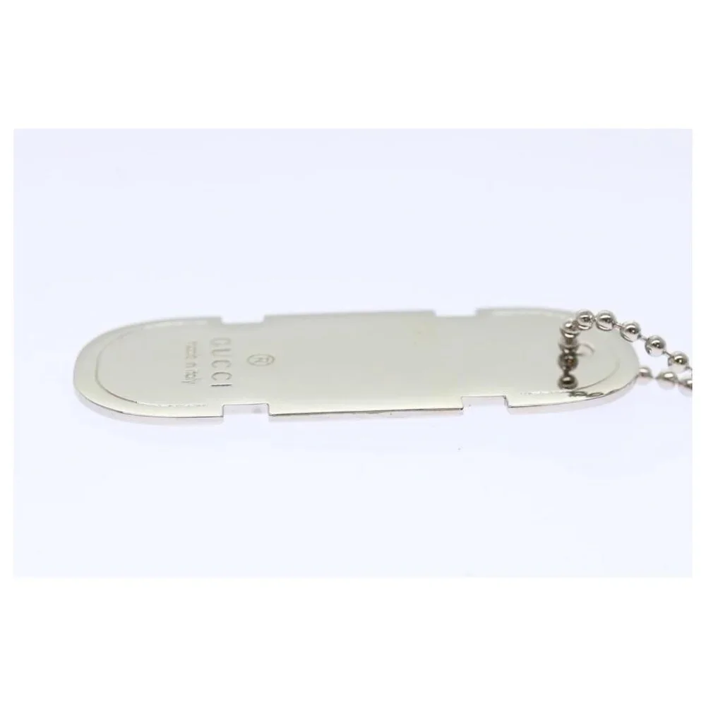 ❌SOLD❌Authentic GUCCI Silver Dog Tag Bag Charm/Key Chain/Necklace Charm - Picture 6 of 13